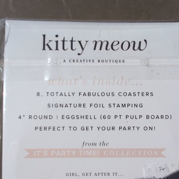 Kitty Meow Party Coasters Easy On The Ice Gold Foil - Picture 2 of 3